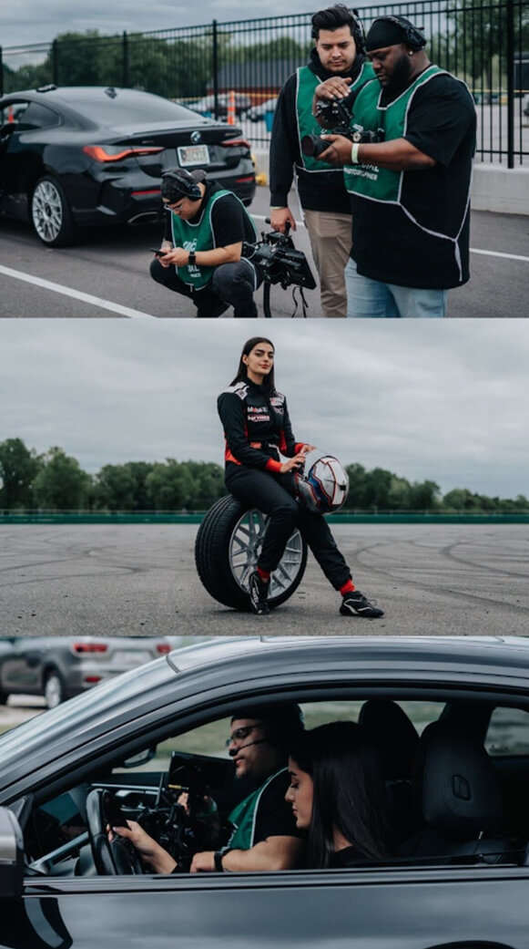 Equipo de filmación de ULTIM Marketing en el set de la campaña Pirelli